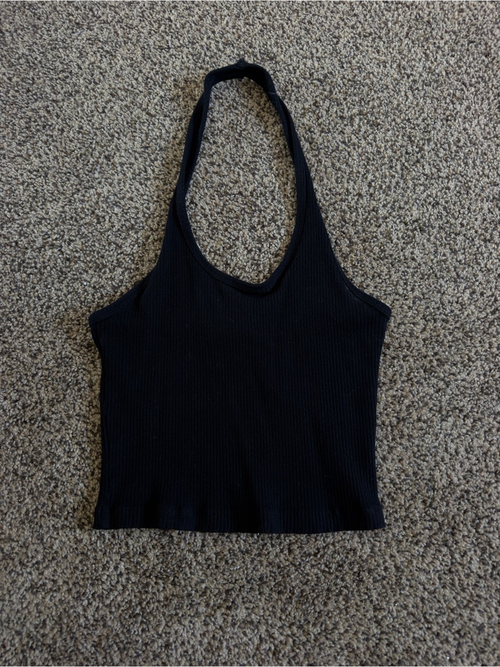 Forever 21 Black Ribbed Halter Crop Tank